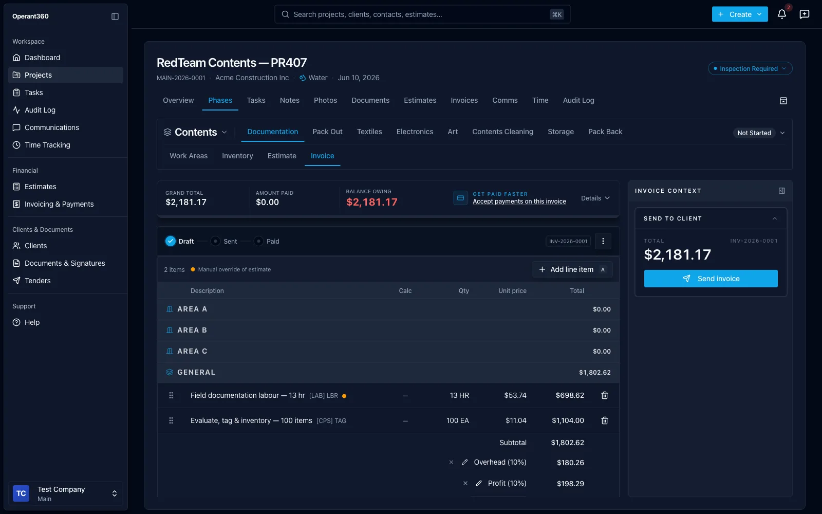 Invoices with live payment status